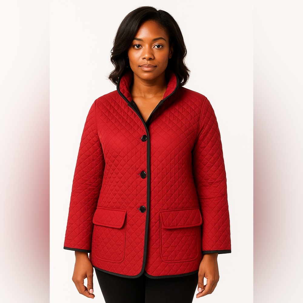 Women’s Reversible Quilted Jacket Red/Black front pockets Small Unbranded